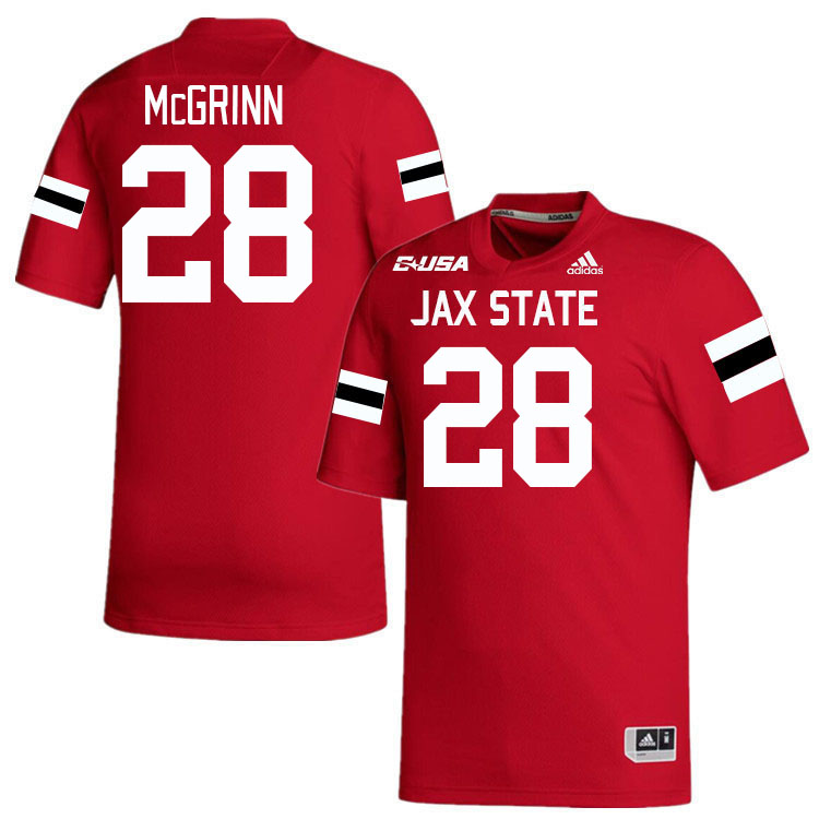 #28 Kyler McGrinn Jacksonville State Gamecocks College Football Jerseys Stitched-Red